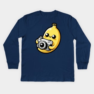 Banana-rama Photography - Cute banana taking picture Kids Long Sleeve T-Shirt